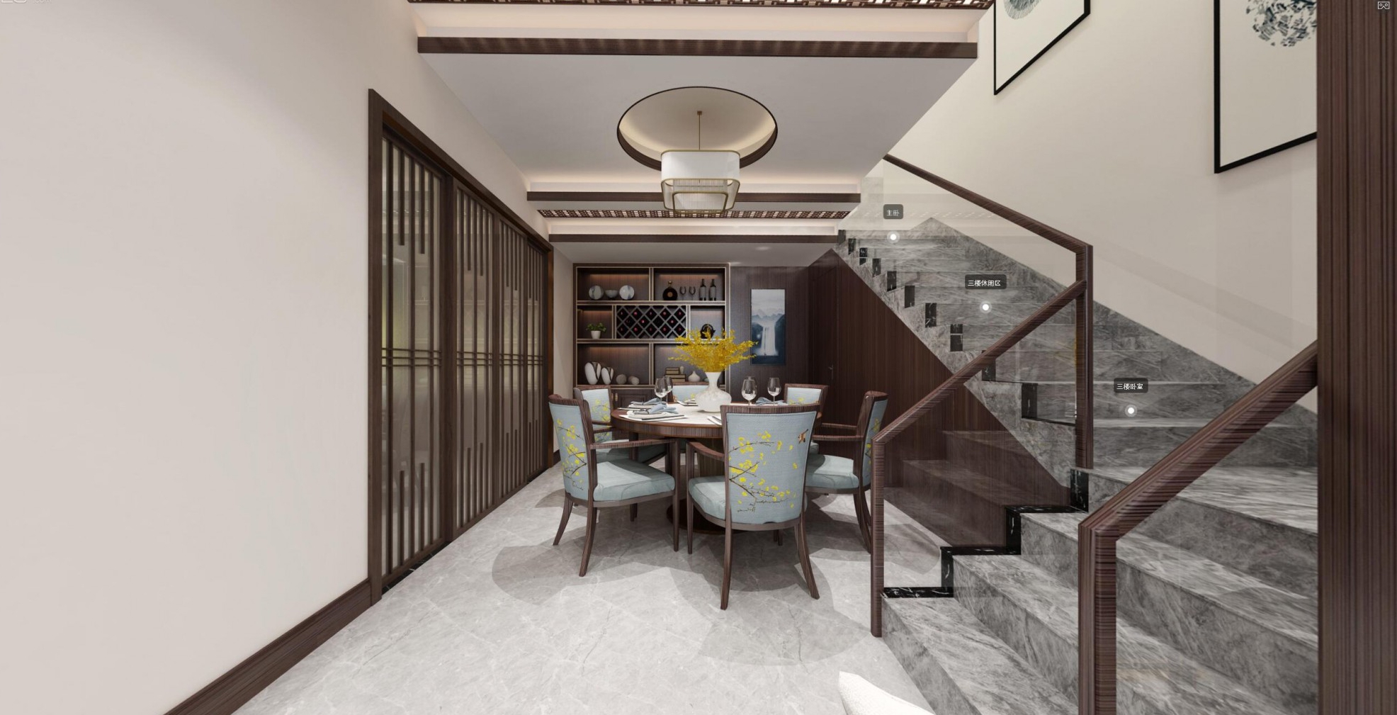 佛山市旭輝雅居樂清樾新中式風(fēng)格別墅裝修案例