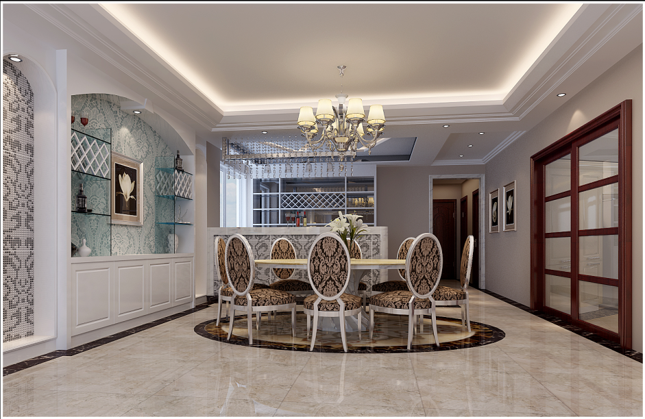 佛山裝修公司簡歐風格室內(nèi)裝修效果圖-餐廳 佛山裝修公司簡歐風格室內(nèi)裝修效果圖-餐廳