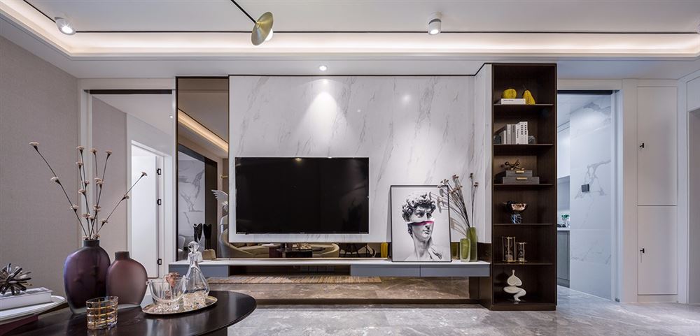 陽江市美侖廣場輕奢風格三居室裝修案例