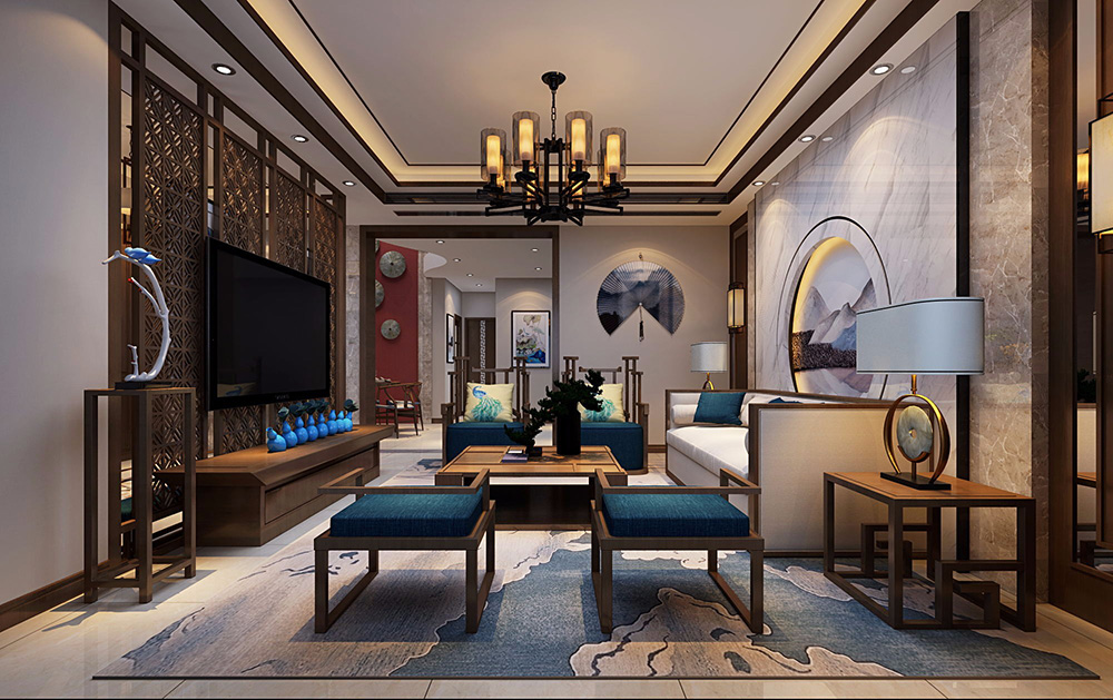 新中式風格別墅裝修設(shè)計效果圖-東逸灣水漾林岸別墅410平米-別墅裝修設(shè)計客廳 新中式風格別墅裝修設(shè)計效果圖-東逸灣水漾林岸別墅410平米-別墅裝修設(shè)計客廳