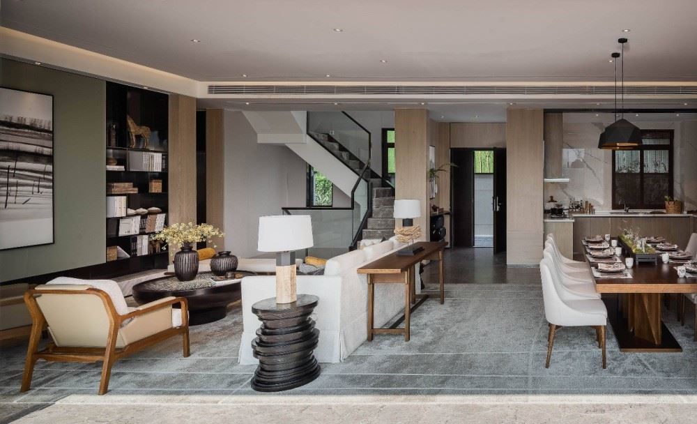 曲靖市贏城世家新中式風(fēng)格別墅裝修案例