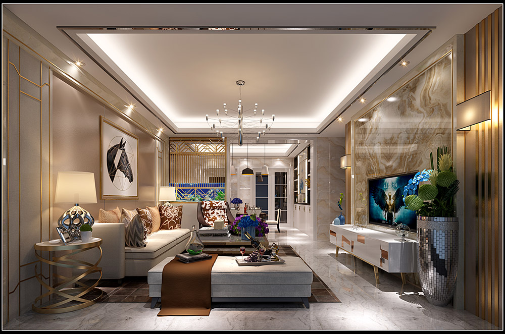 輕奢風格室內(nèi)裝修效果圖-福臨門四居255平米-客廳 輕奢風格室內(nèi)裝修效果圖-福臨門四居255平米-客廳