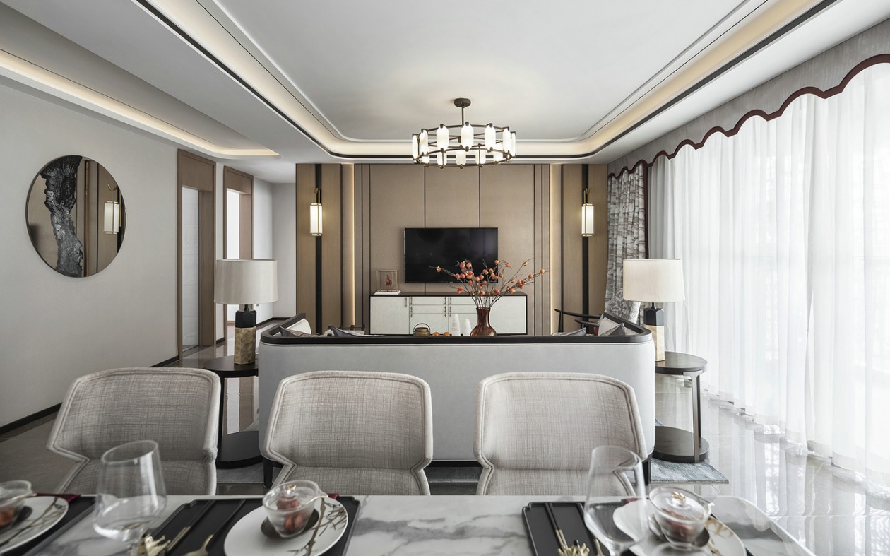 新中式風(fēng)格室內(nèi)家裝案例效果圖-餐廳 新中式風(fēng)格室內(nèi)家裝案例效果圖-餐廳