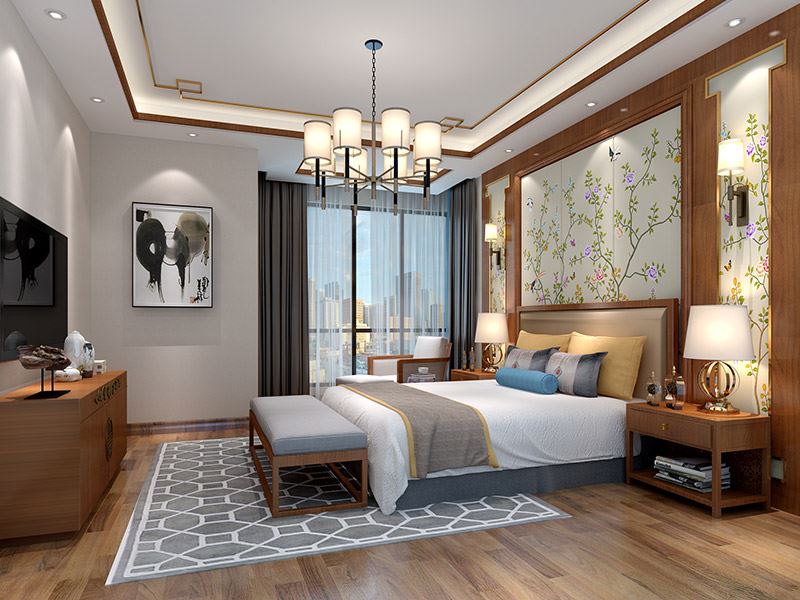 佛山市綠地熙江廣場新中式風(fēng)格四居室裝修案例