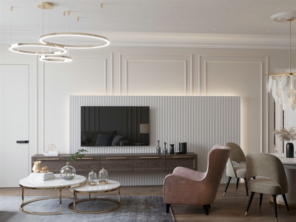 陽江市美侖廣場輕奢風格三居室裝修案例