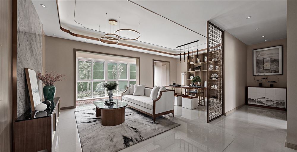 佛山市金地&middot;中南&middot;新城大境新中式風(fēng)格三居室裝修案例