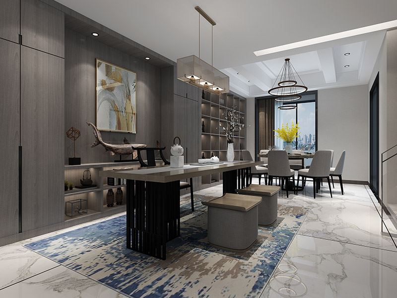 楚雄彝族自治州壩塘邊小區(qū)現(xiàn)代簡約風格三居室裝修案例