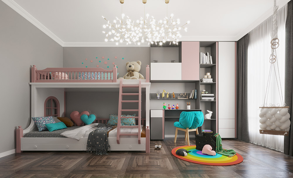 簡美風(fēng)格室內(nèi)裝修效果圖-九溪墅四居140平米-兒童房 簡美風(fēng)格室內(nèi)裝修效果圖-九溪墅四居140平米-兒童房