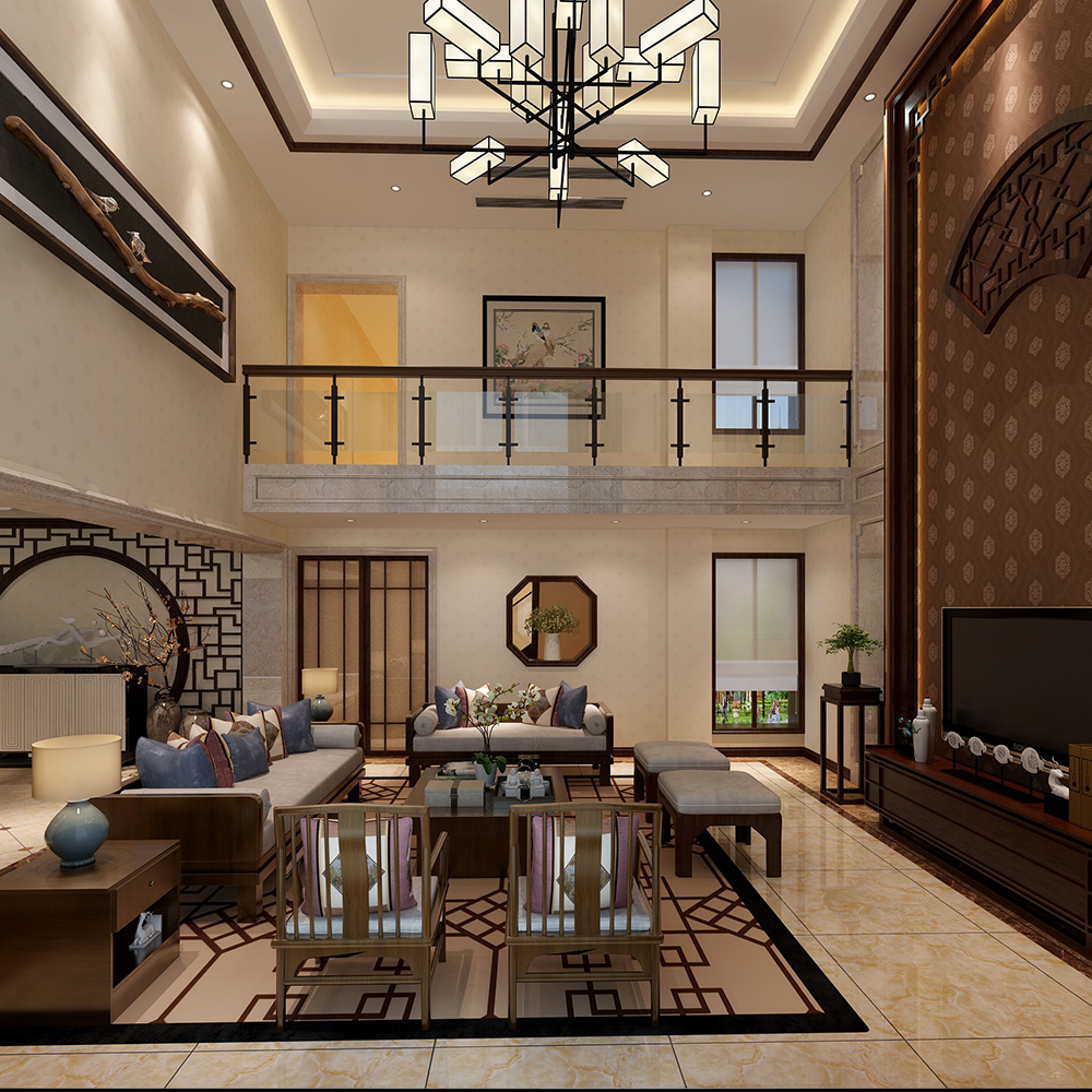 裝修公司新中式風(fēng)格別墅裝修效果圖-客廳 裝修公司新中式風(fēng)格別墅裝修效果圖-客廳