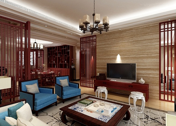 佛山市萬科中駿金域西江新中式風(fēng)格四居室裝修案例