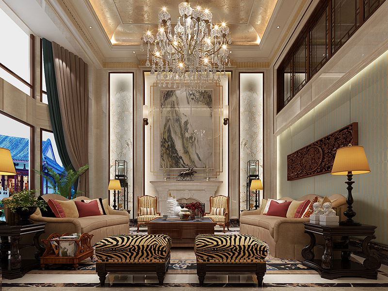 泰州市寶麗廣場新中式風格別墅裝修案例