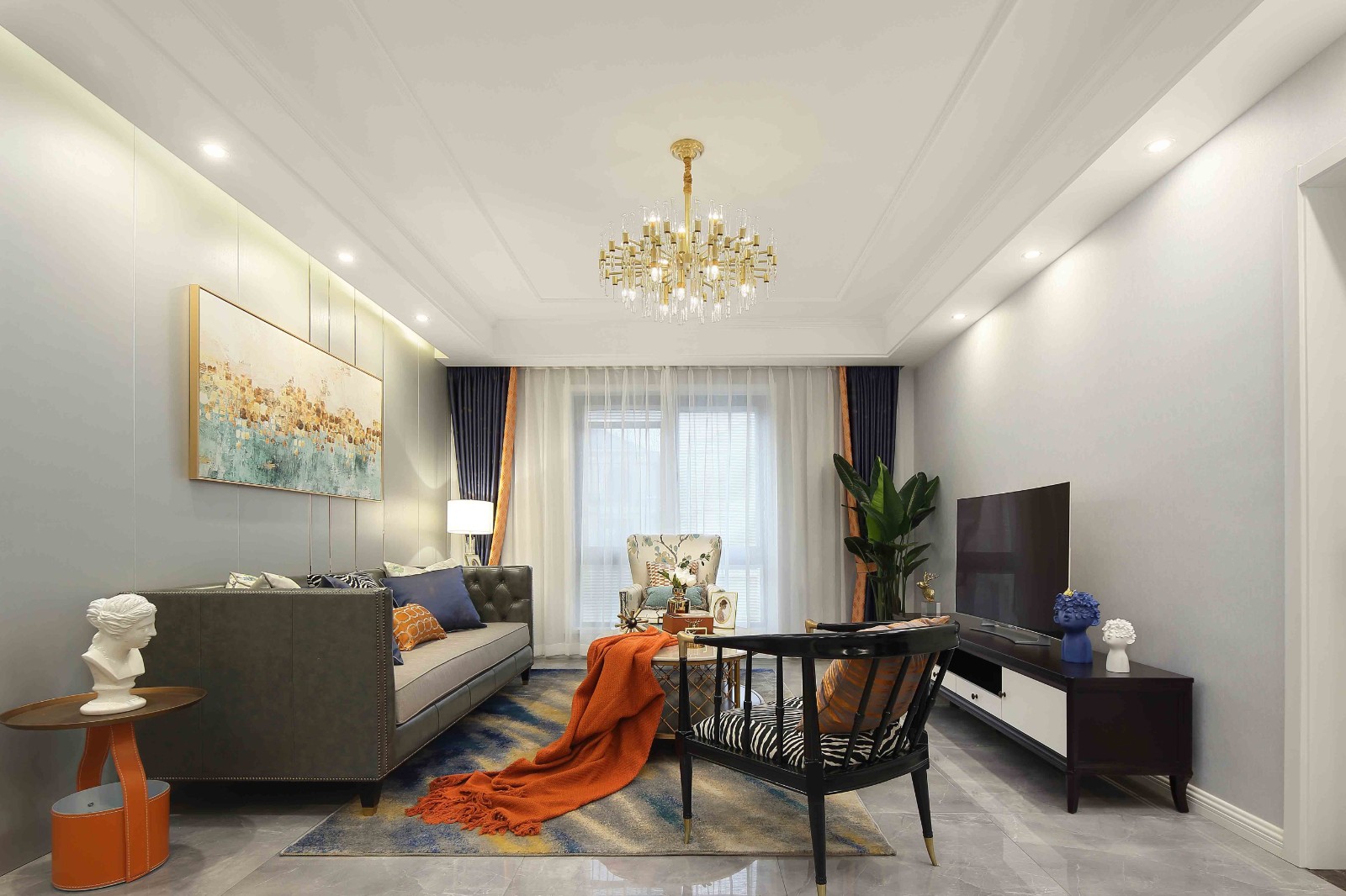 美式輕奢風格家裝設計室內裝修效果圖-客廳 美式輕奢風格家裝設計室內裝修效果圖-客廳