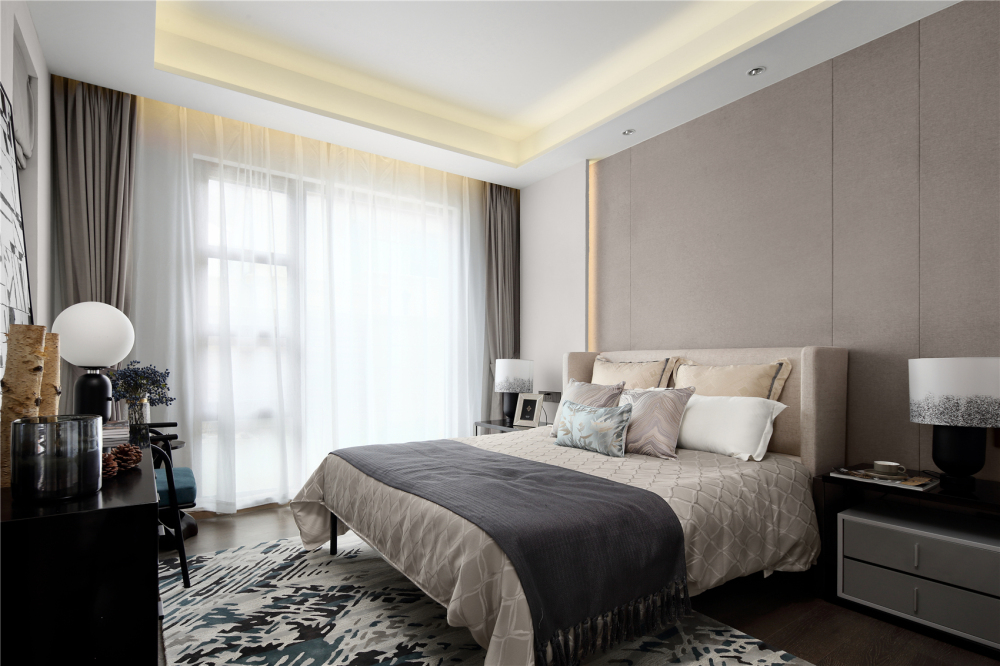 新中式風格別墅家裝案例效果圖-次臥 新中式風格別墅家裝案例效果圖-次臥