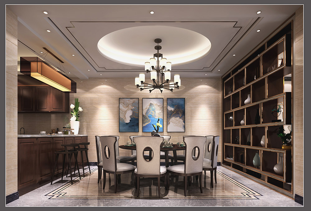 新中式風格別墅裝修效果圖-東逸灣翠河澗四居190平米-廚餐廳 新中式風格別墅裝修效果圖-東逸灣翠河澗四居190平米-廚餐廳