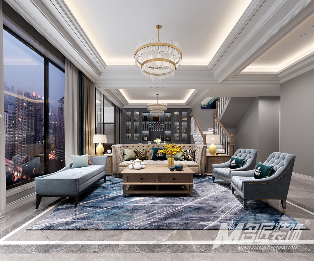 別墅裝修設(shè)計美式輕奢風(fēng)格-客廳 別墅裝修設(shè)計美式輕奢風(fēng)格-客廳