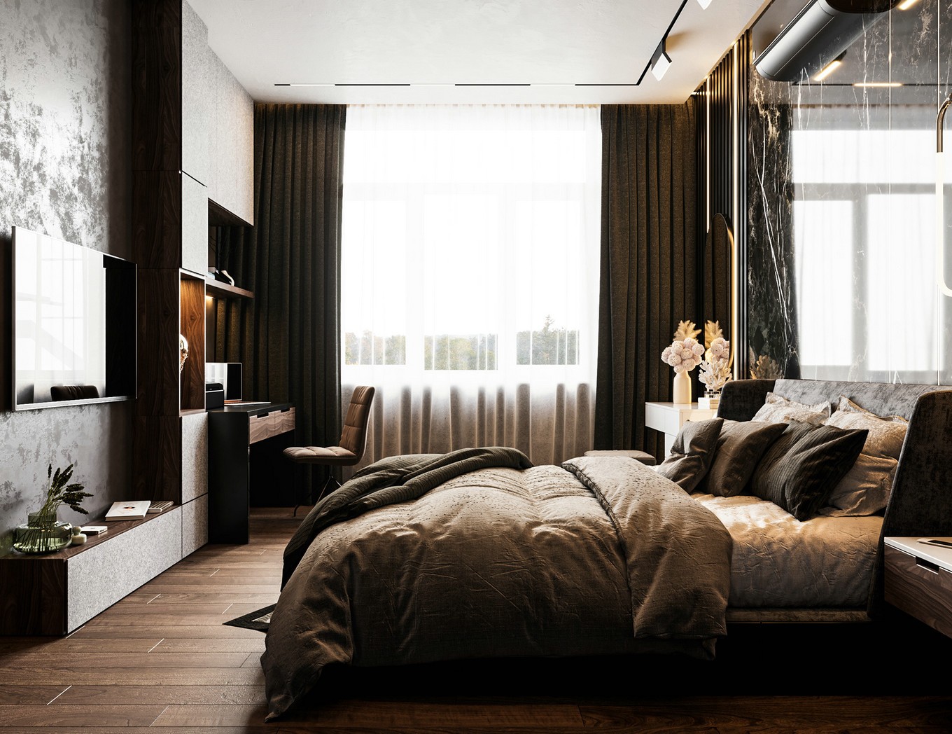 美式輕奢風格家裝設計室內(nèi)裝修效果圖-臥室 美式輕奢風格家裝設計室內(nèi)裝修效果圖-臥室