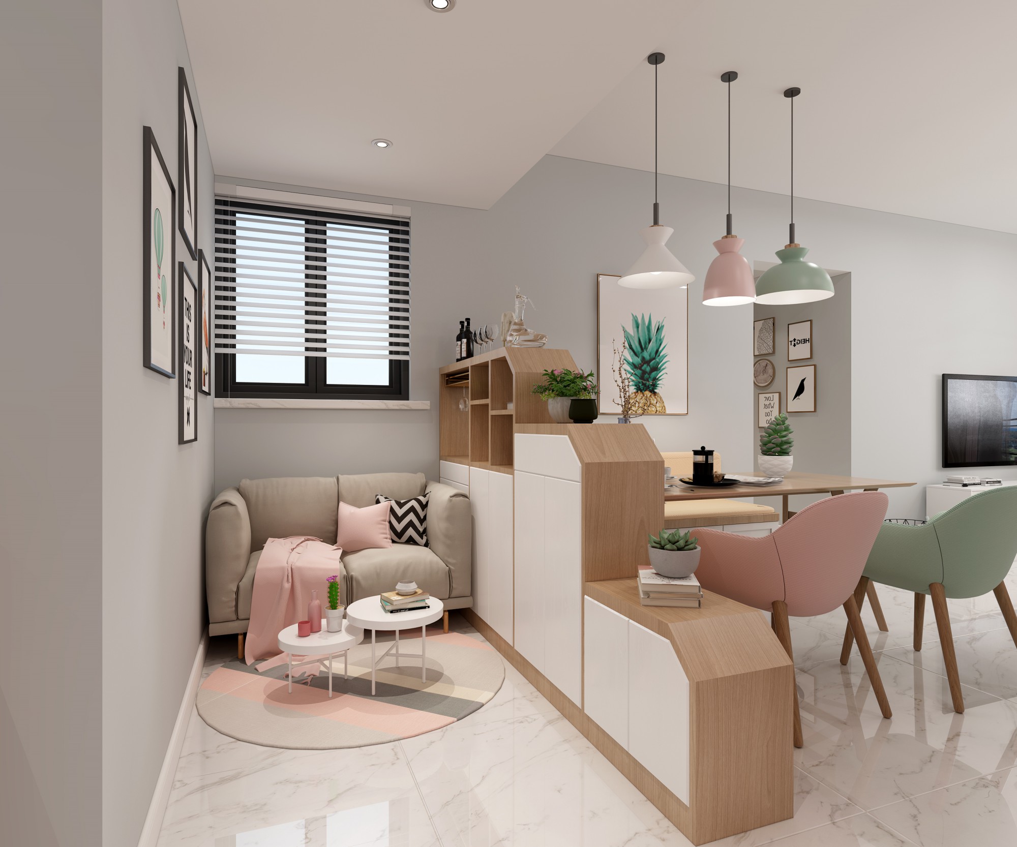 無錫市華潤(rùn)橡樹灣萬象公館商鋪北歐風(fēng)格三居室裝修案例