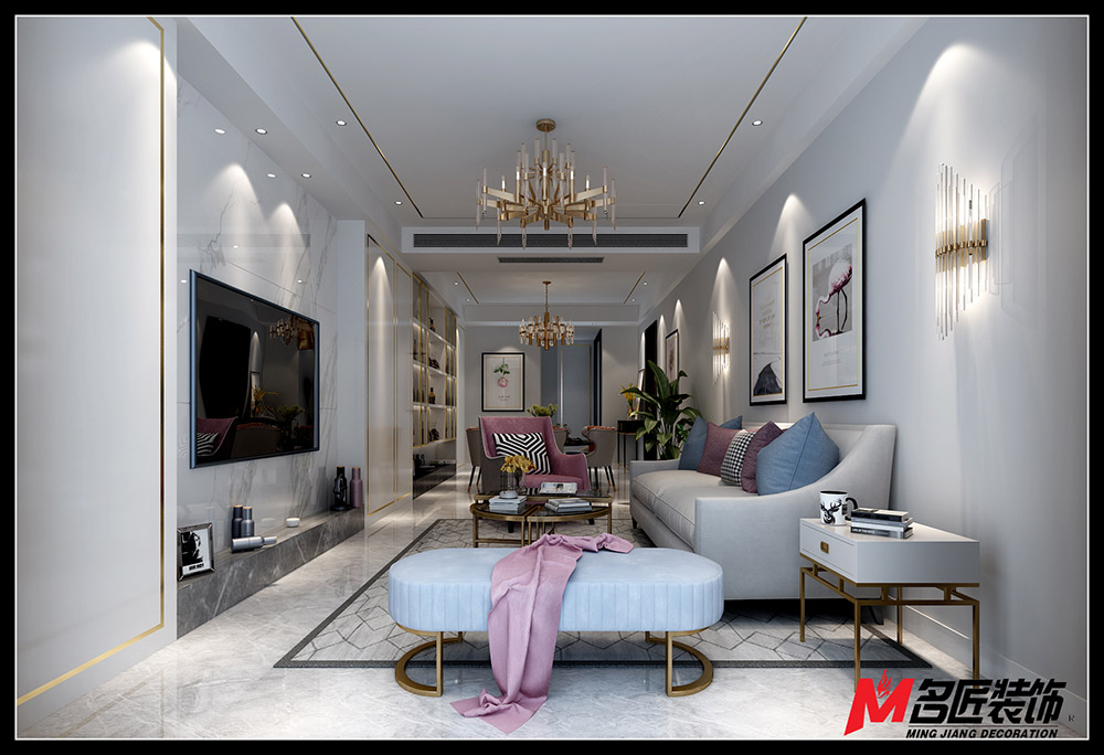 輕奢風格室內(nèi)裝修效果圖-洋洪小區(qū)三居120平米-客廳 輕奢風格室內(nèi)裝修效果圖-洋洪小區(qū)三居120平米-客廳