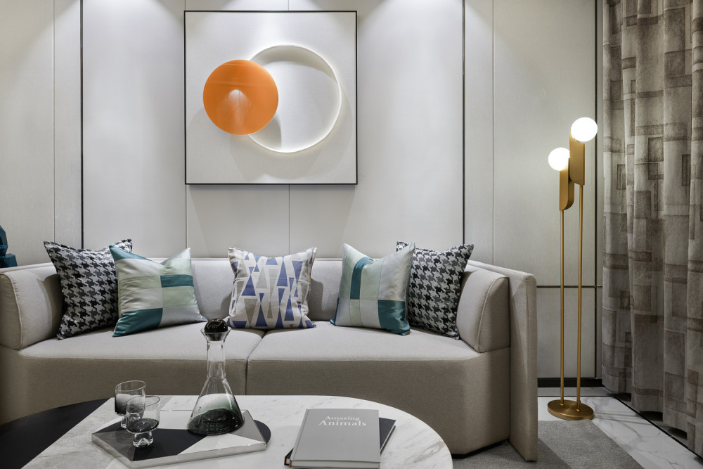 現(xiàn)代輕奢風(fēng)格室內(nèi)家裝案例效果圖-客廳沙發(fā)