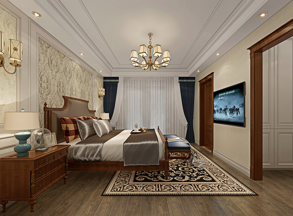 包頭小白河別墅320平米簡(jiǎn)美風(fēng)格裝修案例-主臥 包頭小白河別墅320平米簡(jiǎn)美風(fēng)格裝修案例-主臥