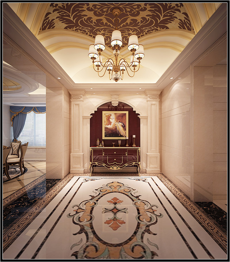 輕奢風(fēng)格別墅裝修效果圖-浮洋別墅350平米-玄關(guān)過道 輕奢風(fēng)格別墅裝修效果圖-浮洋別墅350平米-玄關(guān)過道