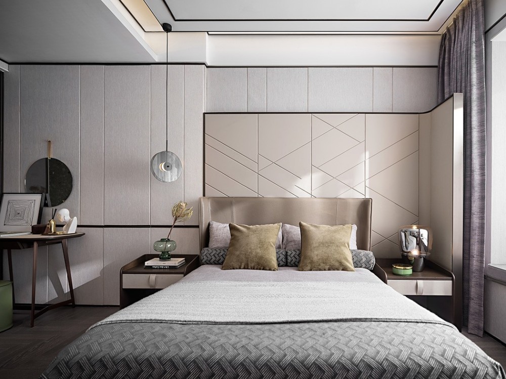輕奢高級灰風格室內家裝案例效果圖-臥室 輕奢高級灰風格室內家裝案例效果圖-臥室