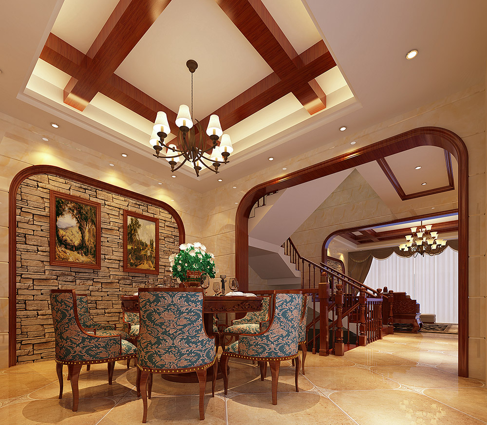 華達(dá)新城四居204平米美式風(fēng)格裝修案例-餐廳樓梯 華達(dá)新城四居204平米美式風(fēng)格裝修案例-餐廳樓梯