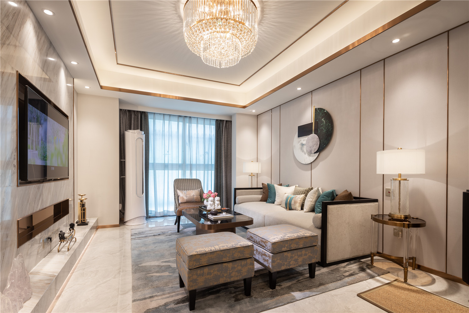 新中式風(fēng)格室內(nèi)家裝案例效果圖-客廳 新中式風(fēng)格室內(nèi)家裝案例效果圖-客廳