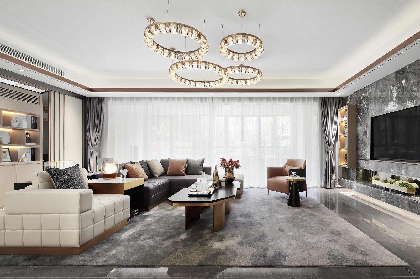 港式輕奢風格室內(nèi)設計家裝案例-客廳