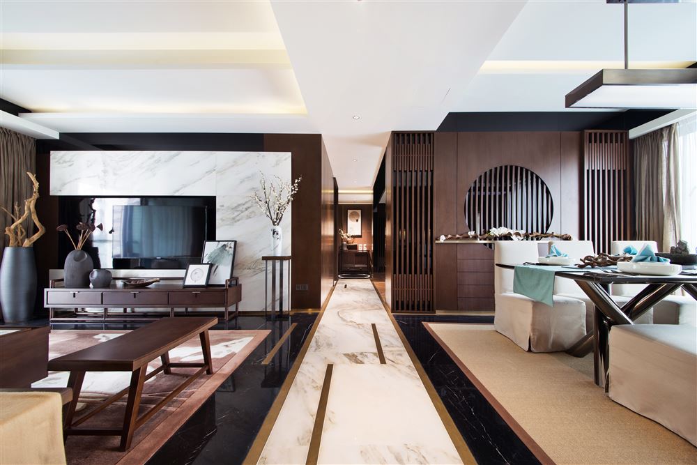 佛山市海倫堡菁華府新中式風(fēng)格四居室裝修案例