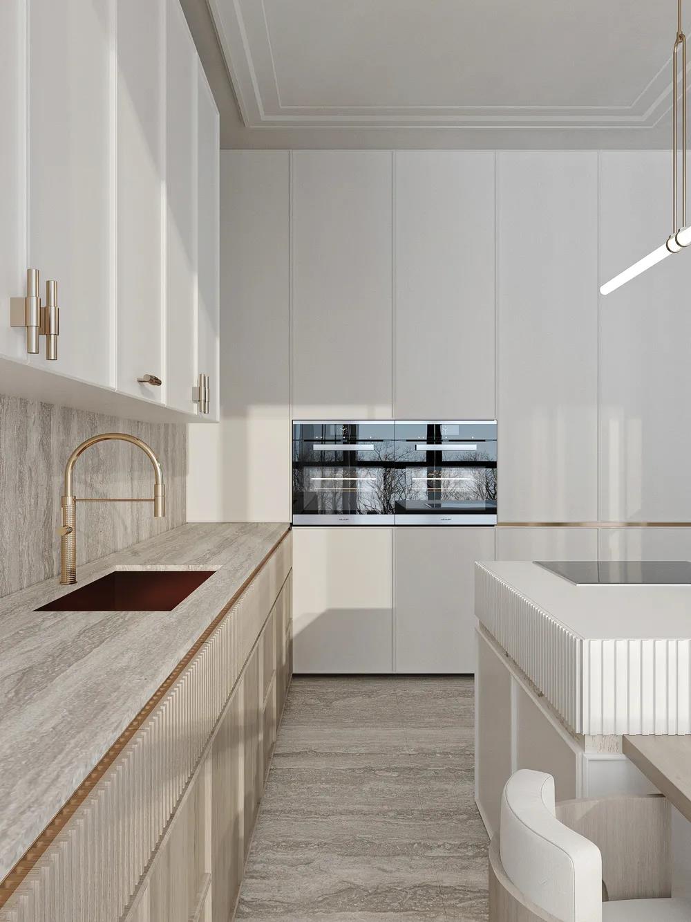 輕奢極簡風(fēng)格室內(nèi)家裝案例效果圖-廚房 輕奢極簡風(fēng)格室內(nèi)家裝案例效果圖-廚房