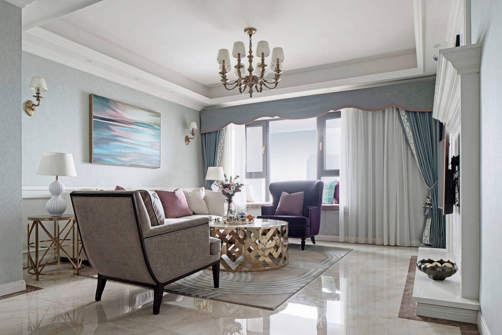 裝修案例輕奢風格室內裝修效果圖-客廳 裝修案例輕奢風格室內裝修效果圖-客廳