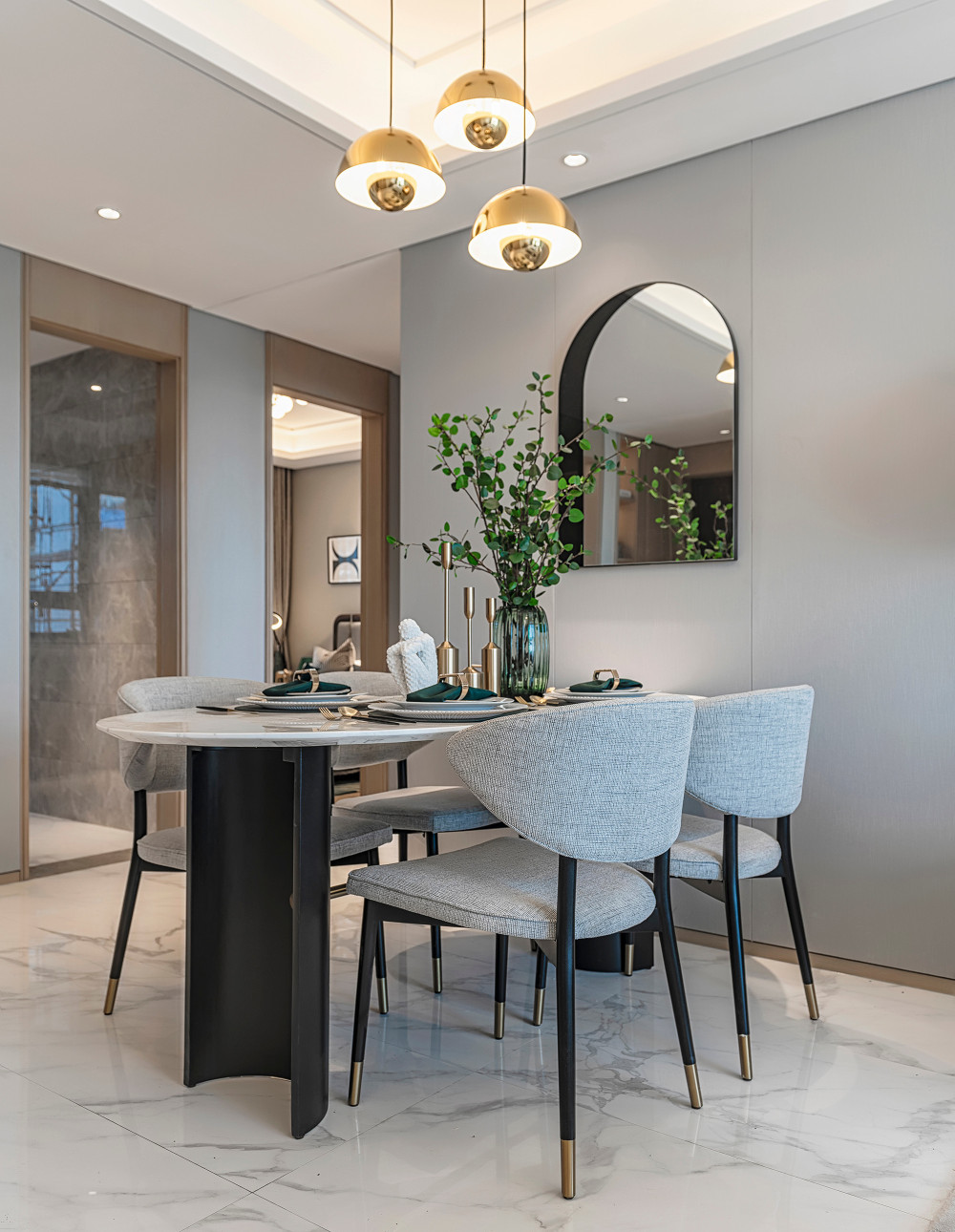 北歐輕奢風格室內(nèi)家裝案例效果圖-餐廳 北歐輕奢風格室內(nèi)家裝案例效果圖-餐廳