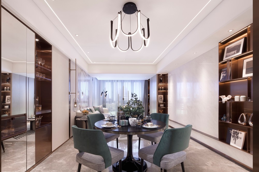 輕奢風(fēng)格室內(nèi)家裝案例效果圖-餐廳 輕奢風(fēng)格室內(nèi)家裝案例效果圖-餐廳