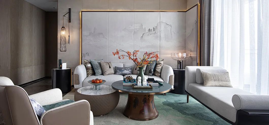 裝修案例新中式風(fēng)格復(fù)式裝修效果圖-客廳 裝修案例新中式風(fēng)格復(fù)式裝修效果圖-客廳