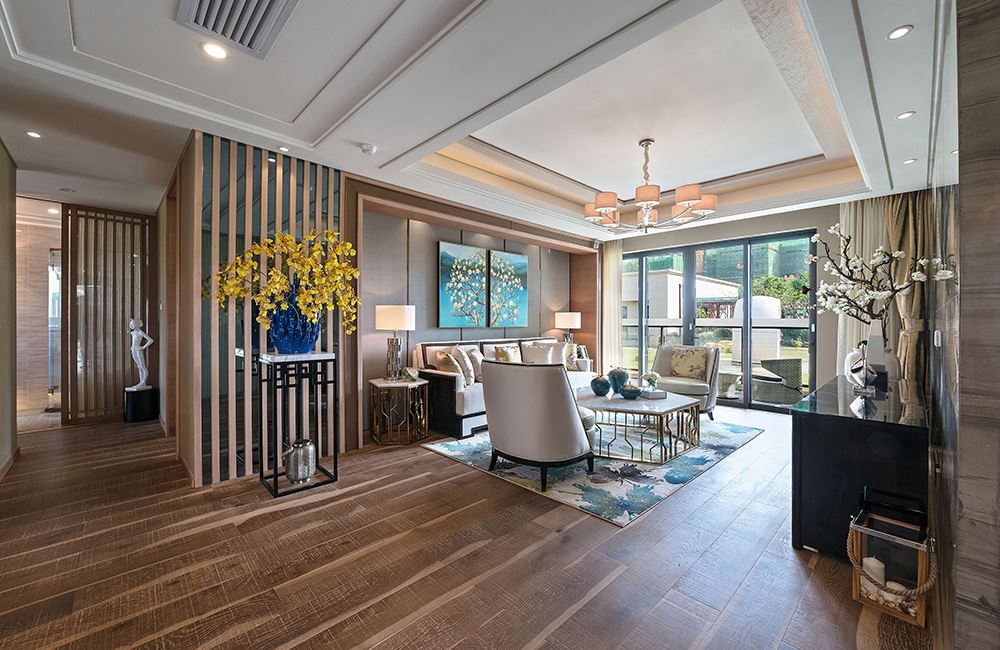 佛山市世茂弘陽(yáng)綠島湖公館新中式風(fēng)格平層裝修案例