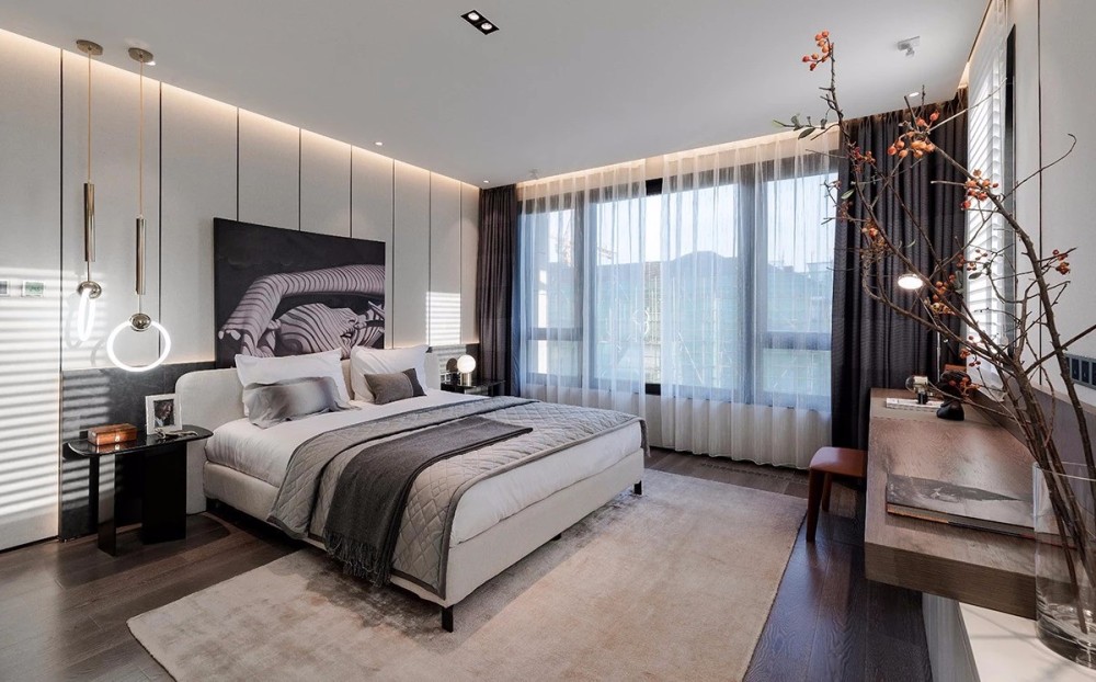 現(xiàn)代輕奢風格室內設計家裝案例-臥室 現(xiàn)代輕奢風格室內設計家裝案例-臥室