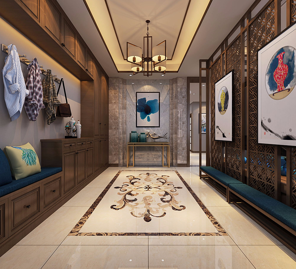 新中式風格別墅裝修設(shè)計效果圖-東逸灣水漾林岸別墅410平米-別墅裝修設(shè)計玄關(guān) 新中式風格別墅裝修設(shè)計效果圖-東逸灣水漾林岸別墅410平米-別墅裝修設(shè)計玄關(guān)