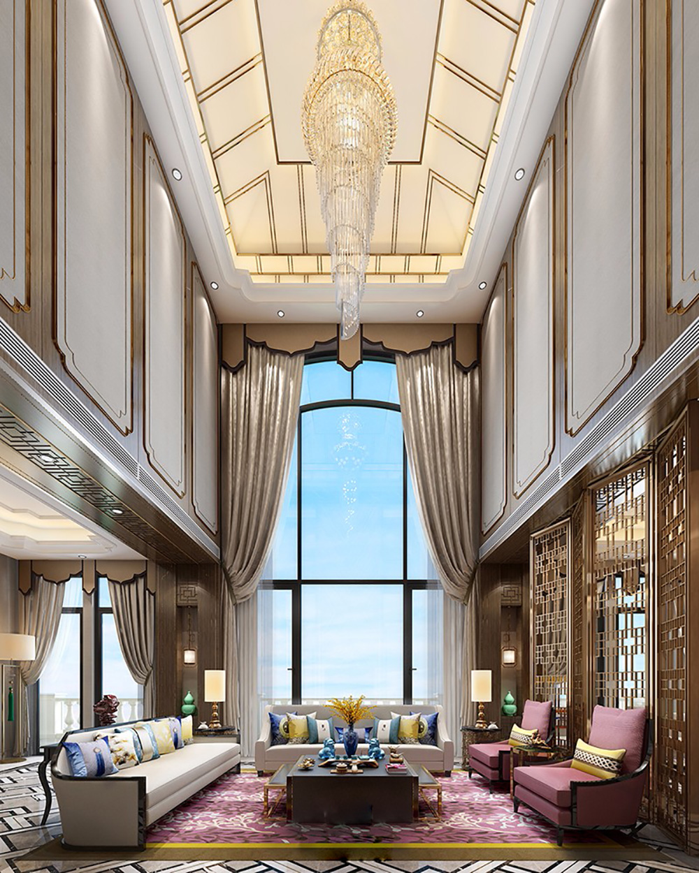 輕奢風(fēng)格別墅裝修設(shè)計(jì)效果圖-碧桂花城別墅300平米-別墅客廳裝修設(shè)計(jì) 輕奢風(fēng)格別墅裝修設(shè)計(jì)效果圖-碧桂花城別墅300平米-別墅客廳裝修設(shè)計(jì)