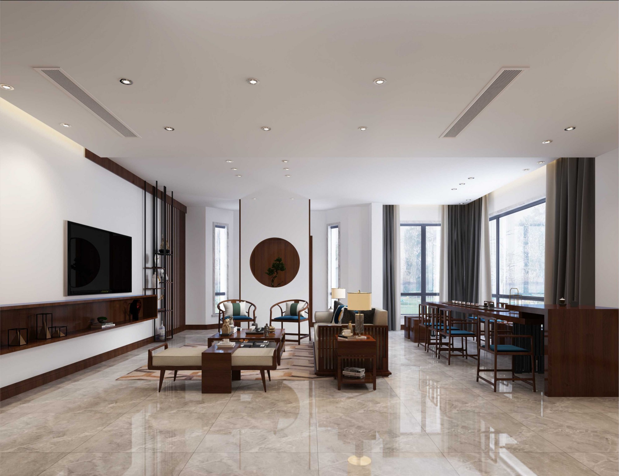 常州市泰和之春新中式風(fēng)格別墅裝修案例