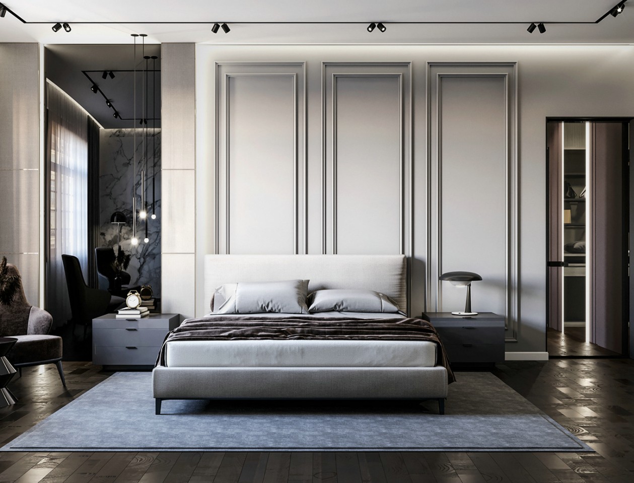 現(xiàn)代極簡風格家裝設(shè)計室內(nèi)裝修效果圖-臥室 現(xiàn)代極簡風格家裝設(shè)計室內(nèi)裝修效果圖-臥室