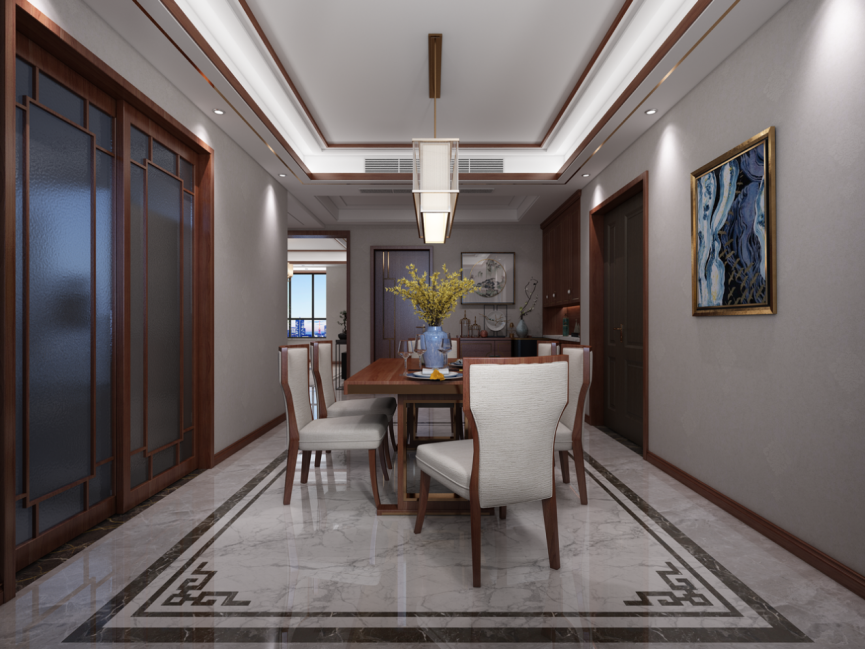 裝修案例新中式風(fēng)格別墅裝修效果圖-餐廳 裝修案例新中式風(fēng)格別墅裝修效果圖-餐廳