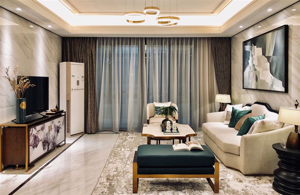 江門市朝陽新村新中式風(fēng)格三居室裝修案例