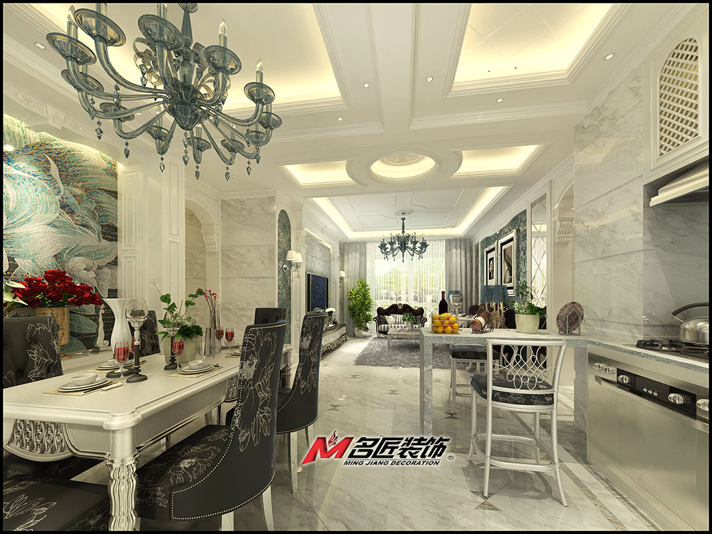 簡歐風(fēng)格室內(nèi)裝修效果圖-時(shí)代水岸三居111平米-室內(nèi)餐廳裝修設(shè)計(jì) 簡歐風(fēng)格室內(nèi)裝修效果圖-時(shí)代水岸三居111平米-室內(nèi)餐廳裝修設(shè)計(jì)
