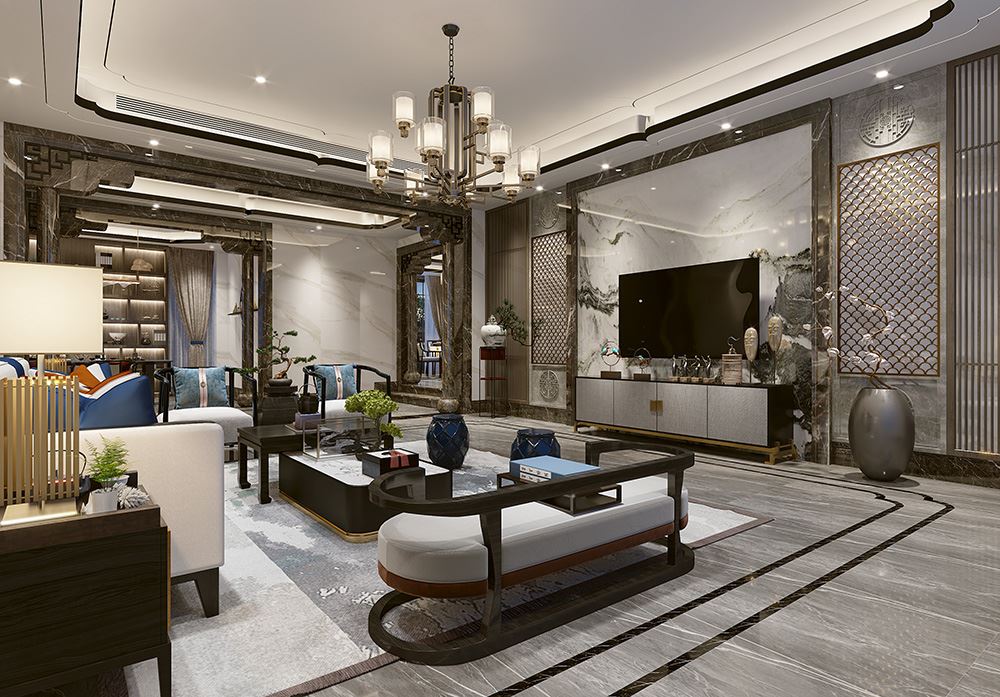 佛山市招商&middot;悅府新中式風格別墅裝修案例