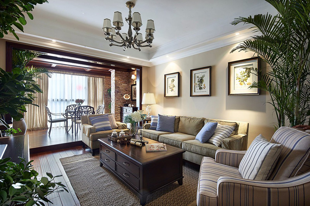 田園風(fēng)格室內(nèi)裝修效果圖-新會(huì)駿景灣豪庭三居130平米-客廳 田園風(fēng)格室內(nèi)裝修效果圖-新會(huì)駿景灣豪庭三居130平米-客廳