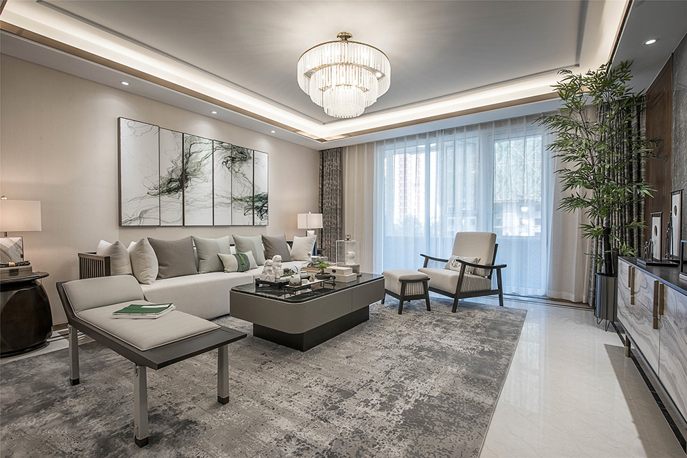 南寧華發(fā)國賓壹號三居144平米新中式風格室內(nèi)裝修案例-沙發(fā)背景墻 南寧華發(fā)國賓壹號三居144平米新中式風格室內(nèi)裝修案例-沙發(fā)背景墻