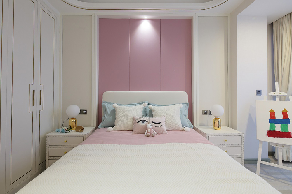 南寧大唐世家三居126平米輕奢風格室內裝修案例-公主房 南寧大唐世家三居126平米輕奢風格室內裝修案例-公主房