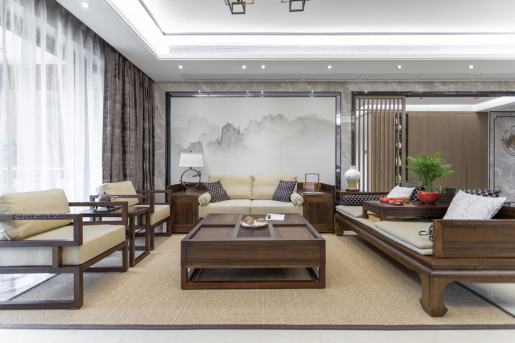 裝修案例新中式風格室內(nèi)裝修效果圖-客廳 裝修案例新中式風格室內(nèi)裝修效果圖-客廳