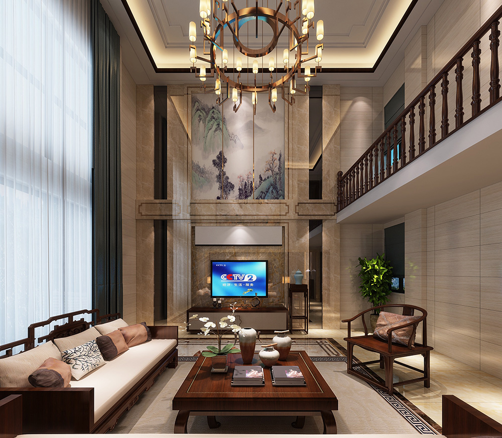 裝修公司新中式風(fēng)格別墅裝修效果圖-客廳 裝修公司新中式風(fēng)格別墅裝修效果圖-客廳